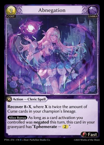 Abnegation PTM-EN-178-Normal-Rare (R) - Phantom Monarchs - Grand Archive Card