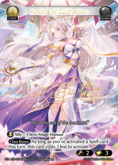 Acolyte of Cultivation P25-EN-019-Normal-Collector Promo Rare (CPR) - Promotional 2025 - Grand Archive Card