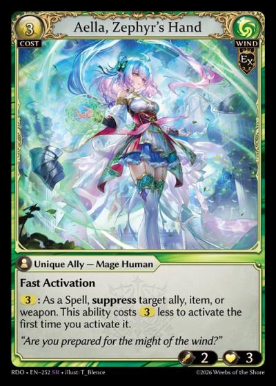 Aella, Zephyr's Hand RDO-EN-252-Foil-Super Rare (SR) - Radiant Origins - Grand Archive Card