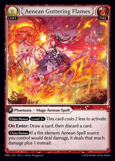 Aenean Guttering Flames PRD-EN-105-Foil-Rare (R) - .asphodel/paradise - Grand Archive Card