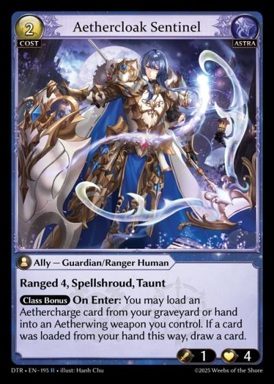 Aethercloak Sentinel DTR-EN-195-Normal-Rare (R) - Distorted Reflections - Grand Archive Card