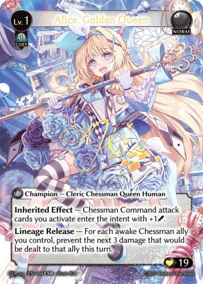 Alice, Golden Queen DTR 1st-EN-004-Foil-Collector Super Rare (CSR) - Distorted Reflections First Edition - Grand Archive Card