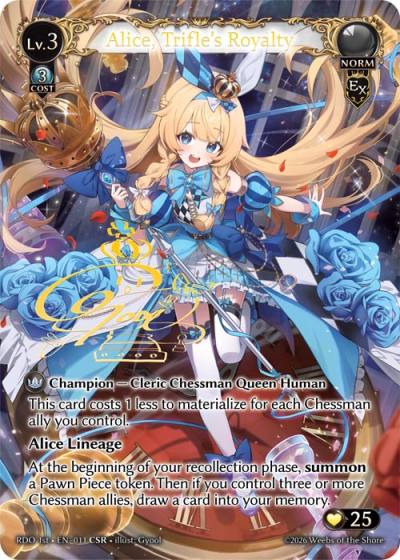 Alice, Trifle's Royalty RDO 1st-EN-011-Foil-Common (C) - Radiant Origins First Edition - Grand Archive Card