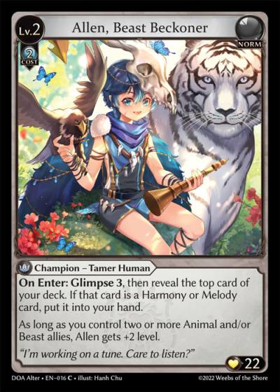 Allen, Beast Beckoner DOA Alter-EN-016-Normal-Common (C) - Dawn of Ashes Alter Edition - Grand Archive Card