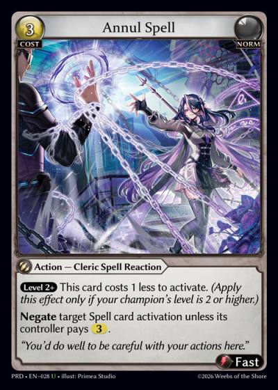 Annul Spell PRD-EN-028-Foil-Uncommon (U) - .asphodel/paradise - Grand Archive Card