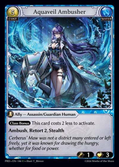 Aquaveil Ambusher PRD-EN-146-Foil-Uncommon (U) - .asphodel/paradise - Grand Archive Card