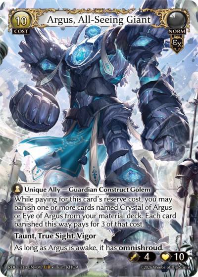 Argus, All-Seeing Giant RDO 1st-EN-047-Foil-Ultra Rare (UR) - Radiant Origins First Edition - Grand Archive Card