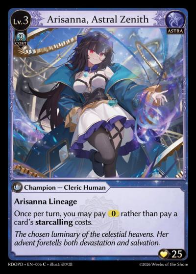 Arisanna, Astral Zenith RDOPD-EN-006-Normal-Common (C) - Radiant Origins Pantheon Decks - Grand Archive Card
