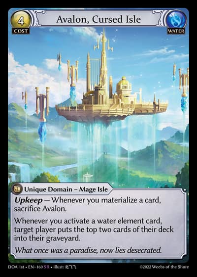 Avalon, Cursed Isle DOA 1st-EN-160-Foil-Super Rare (SR) - Dawn of Ashes First Edition - Grand Archive Card