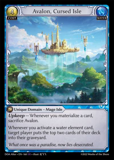 Avalon, Cursed Isle DOA Alter-EN-160-Normal-Super Rare (SR) - Dawn of Ashes Alter Edition - Grand Archive Card