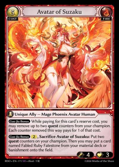 Avatar of Suzaku RDO-EN-171-Foil-Super Rare (SR) - Radiant Origins - Grand Archive Card