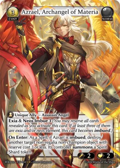 Azrael, Archangel of Materia RDO 1st-EN-050-Foil-Ultra Rare (UR) - Radiant Origins First Edition - Grand Archive Card