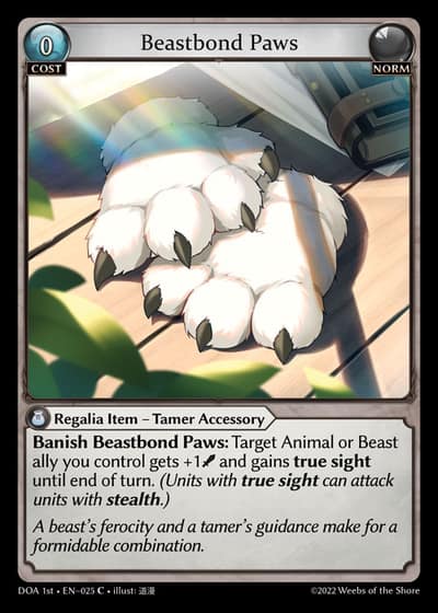 Beastbond Paws DOA 1st-EN-025-Foil-Common (C) - Dawn of Ashes First Edition - Grand Archive Card