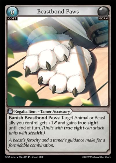 Beastbond Paws DOA Alter-EN-025-Normal-Common (C) - Dawn of Ashes Alter Edition - Grand Archive Card