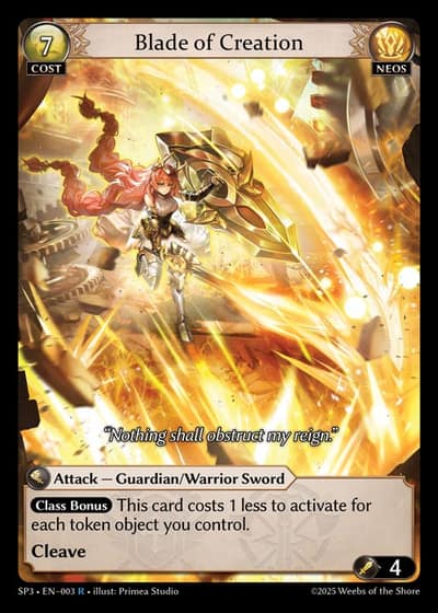 Blade of Creation SP3-EN-003-Foil-Rare (R) - Supporter Pack 3 - Grand Archive Card