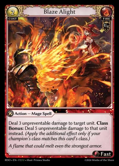 Blaze Alight RDO-EN-172-Foil-Uncommon (U) - Radiant Origins - Grand Archive Card