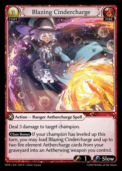 Blazing Cindercharge DTR-EN-109-Foil-Rare (R) - Distorted Reflections - Grand Archive Card