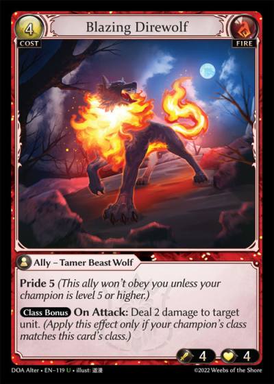 Blazing Direwolf DOA Alter-EN-119-Normal-Uncommon (U) - Dawn of Ashes Alter Edition - Grand Archive Card