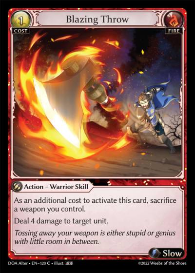 Blazing Throw DOA Alter-EN-120-Normal-Common (C) - Dawn of Ashes Alter Edition - Grand Archive Card