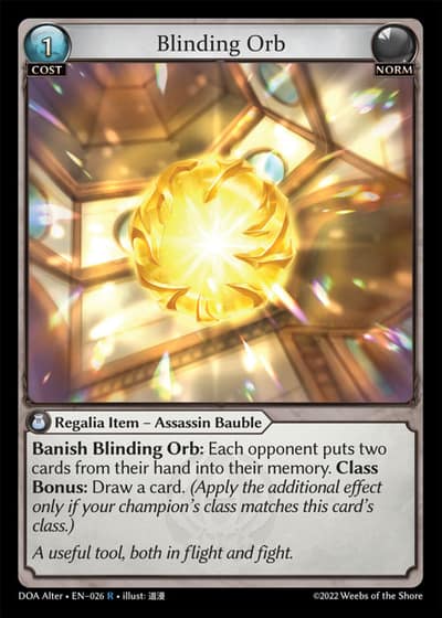 Blinding Orb DOA Alter-EN-026-Foil-Rare (R) - Dawn of Ashes Alter Edition - Grand Archive Card
