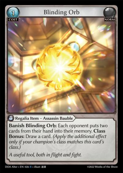 Blinding Orb DOA Alter-EN-026-Normal-Rare (R) - Dawn of Ashes Alter Edition - Grand Archive Card