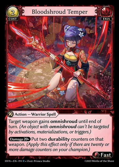 Bloodshroud Temper HVN-EN-191-Foil-Rare (R) - Abyssal Heaven - Grand Archive Card