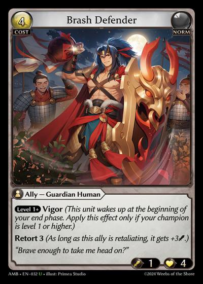 Brash Defender AMB-EN-032-Normal-Uncommon (U) - Mortal Ambition - Grand Archive Card