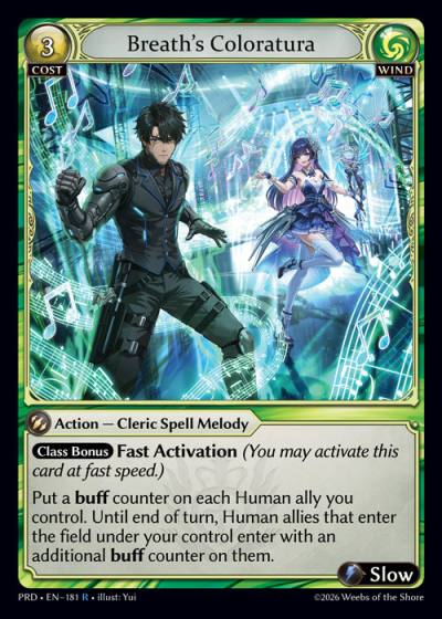 Breath's Coloratura PRD-EN-181-Foil-Rare (R) - .asphodel/paradise - Grand Archive Card