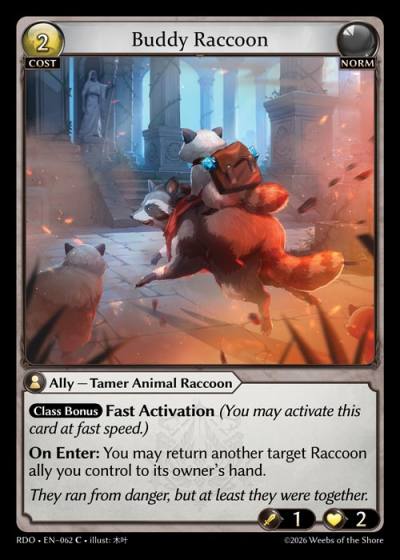 Buddy Raccoon RDO-EN-062-Foil-Common (C) - Radiant Origins - Grand Archive Card