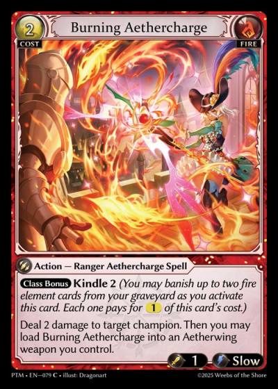 Burning Aethercharge PTM-EN-079-Foil-Common (C) - Phantom Monarchs - Grand Archive Card