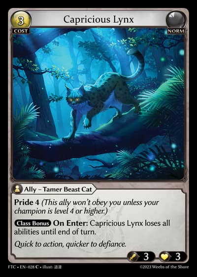 Capricious Lynx FTC-EN-028-Foil-Common (C) - Fractured Crown - Grand Archive Card