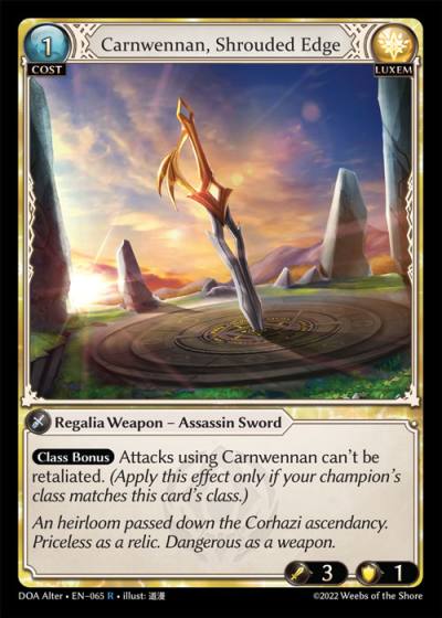 Carnwennan, Shrouded Edge DOA Alter-EN-065-Normal-Rare (R) - Dawn of Ashes Alter Edition - Grand Archive Card