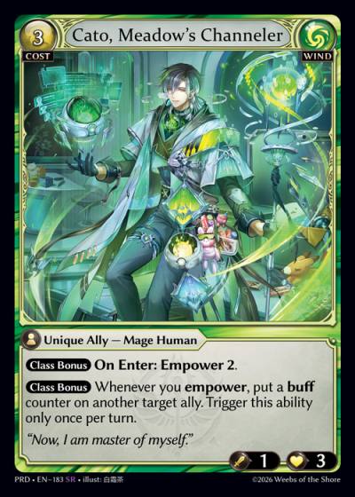 Cato, Meadow's Channeler PRD-EN-183-Foil-Super Rare (SR) - .asphodel/paradise - Grand Archive Card