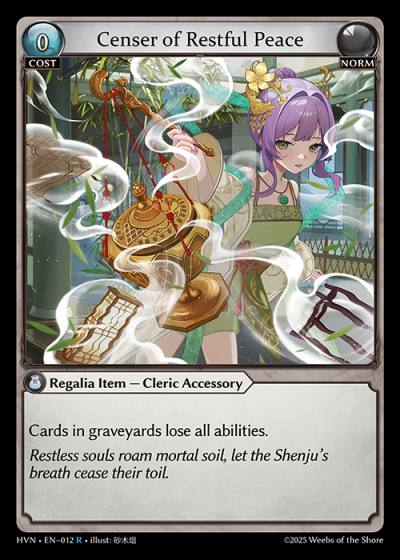 Censer of Restful Peace HVN-EN-012-Foil-Rare (R) - Abyssal Heaven - Grand Archive Card