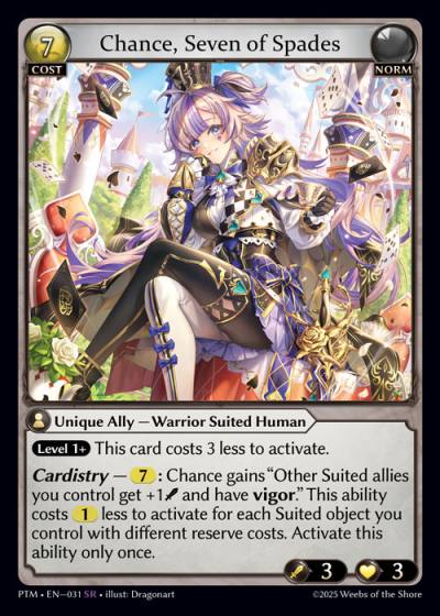 Chance, Seven of Spades PTM-EN-031-Foil-Super Rare (SR) - Phantom Monarchs - Grand Archive Card