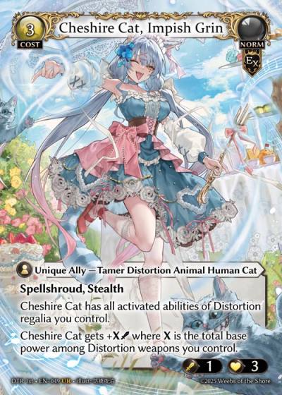 Cheshire Cat, Impish Grin DTR 1st-EN-049-Foil-Ultra Rare (UR) - Distorted Reflections First Edition - Grand Archive Card