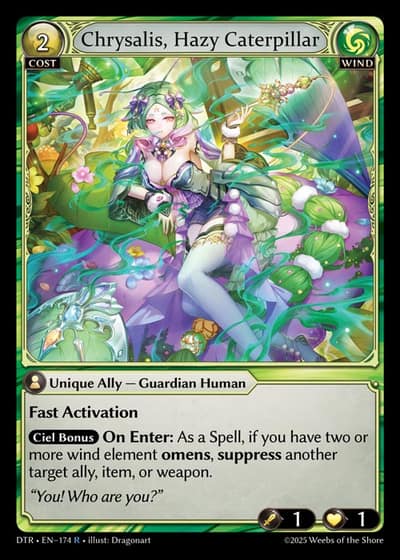 Chrysalis, Hazy Caterpillar DTR-EN-174-Foil-Rare (R) - Distorted Reflections - Grand Archive Card