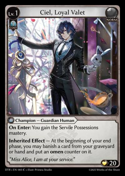 Ciel, Loyal Valet DTR-EN-005-Foil-Common (C) - Distorted Reflections - Grand Archive Card