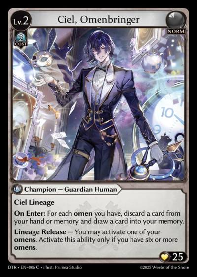 Ciel, Omenbringer DTR-EN-006-Foil-Common (C) - Distorted Reflections - Grand Archive Card