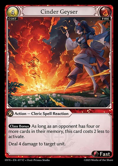 Cinder Geyser HVN-EN-077-Foil-Common (C) - Abyssal Heaven - Grand Archive Card