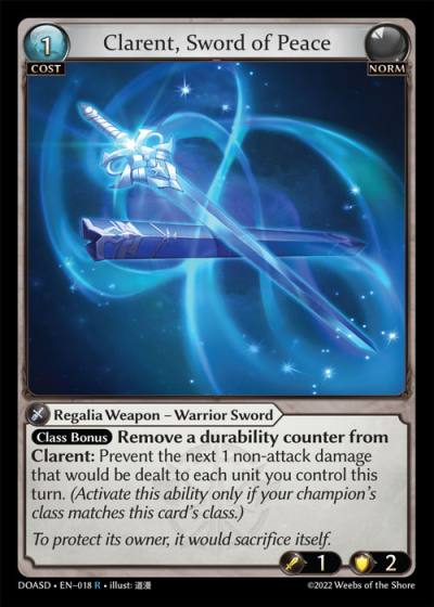 Clarent, Sword of Peace DOASD-EN-018-Normal-Rare (R) - Dawn of Ashes Starter Decks - Grand Archive Card