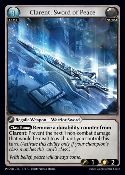 Clarent, Sword of Peace PRDSD-EN-010-Normal-Rare (R) - .asphodel/paradise Starter Decks - Grand Archive Card