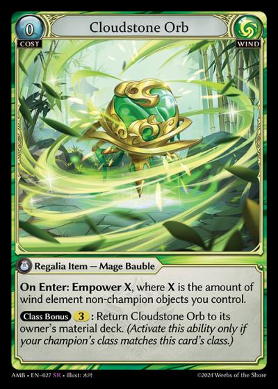 Cloudstone Orb AMB-EN-027-Normal-Super Rare (SR) - Mortal Ambition - Grand Archive Card