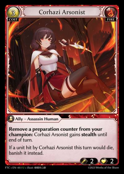 Corhazi Arsonist FTC-EN-051-Normal-Uncommon (U) - Fractured Crown - Grand Archive Card