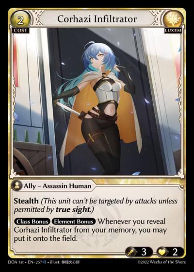 Corhazi Infiltrator DOA 1st-EN-257-Normal-Rare (R) - Dawn of Ashes First Edition - Grand Archive Card