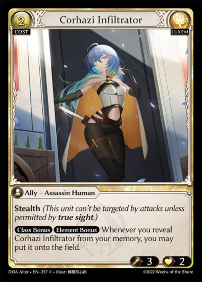 Corhazi Infiltrator DOA Alter-EN-257-Foil-Rare (R) - Dawn of Ashes Alter Edition - Grand Archive Card