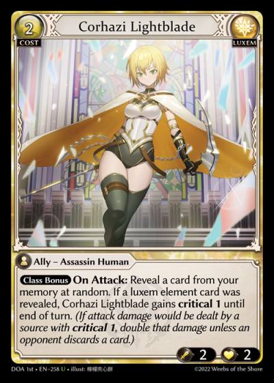 Corhazi Lightblade DOA 1st-EN-258-Normal-Uncommon (U) - Dawn of Ashes First Edition - Grand Archive Card