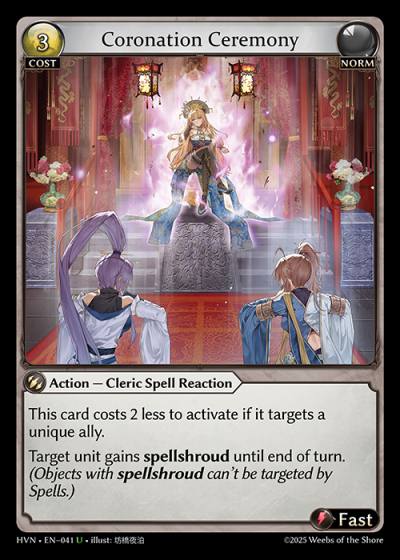 Coronation Ceremony HVN-EN-041-Foil-Uncommon (U) - Abyssal Heaven - Grand Archive Card