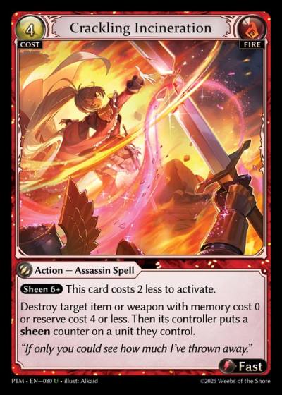 Crackling Incineration PTM-EN-080-Foil-Uncommon (U) - Phantom Monarchs - Grand Archive Card
