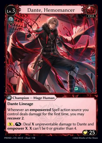 Dante, Hemomancer PRDSD-EN-005-Normal-Common (C) - .asphodel/paradise Starter Decks - Grand Archive Card